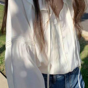 氣質打摺荷葉領襯衫