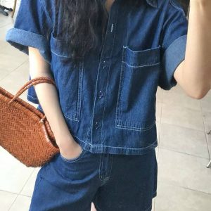 短袖牛仔套裝