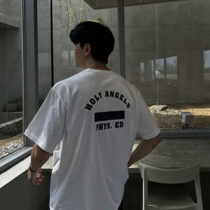 男女同款-前後字母水洗T