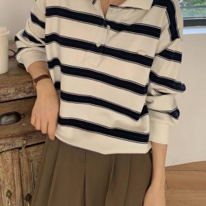 配色條紋polo上衣