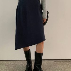 質感麂皮斜切裙